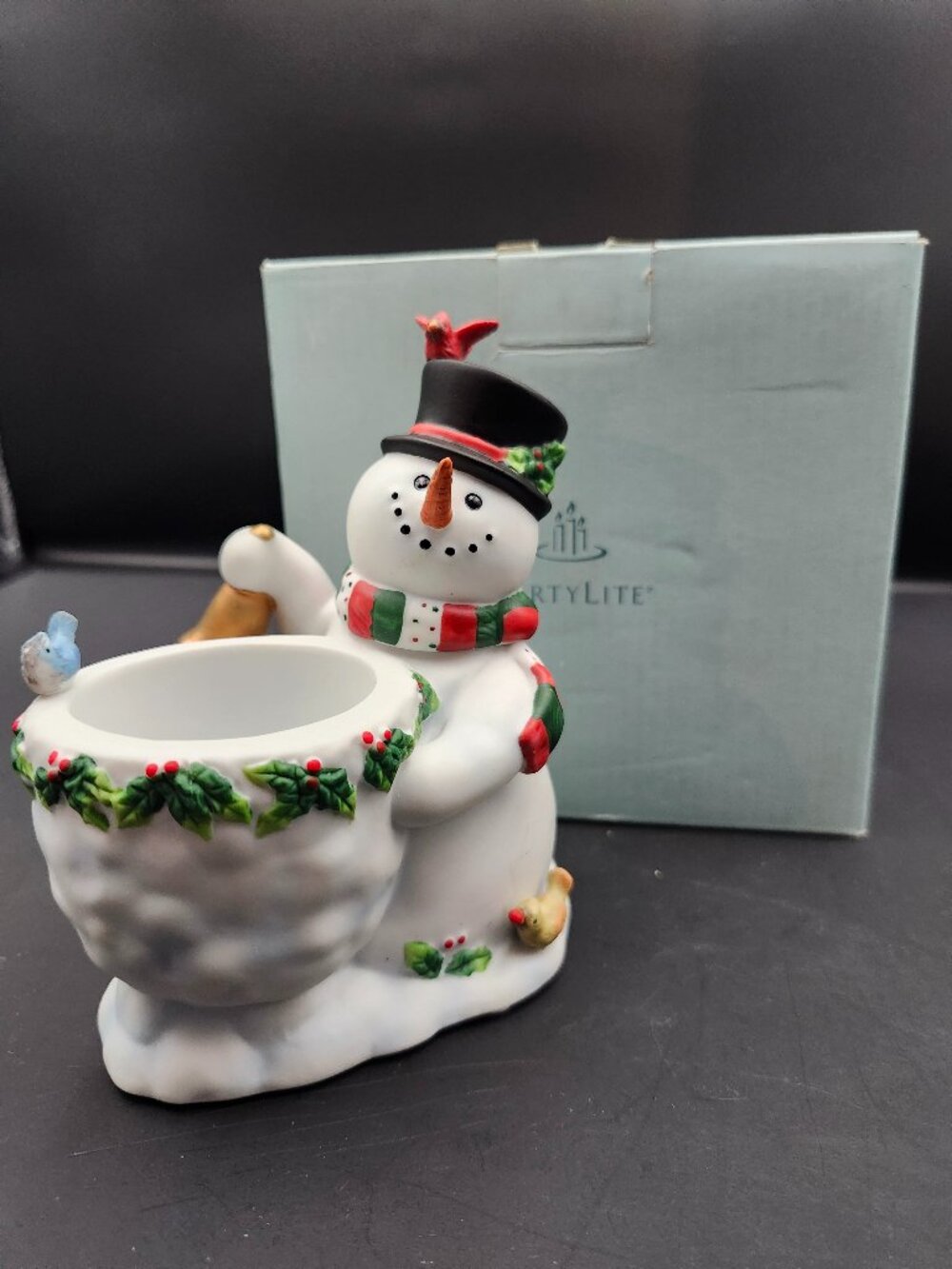NEW PartyLite Snowbell Snowman Votive Candle Holder with Box